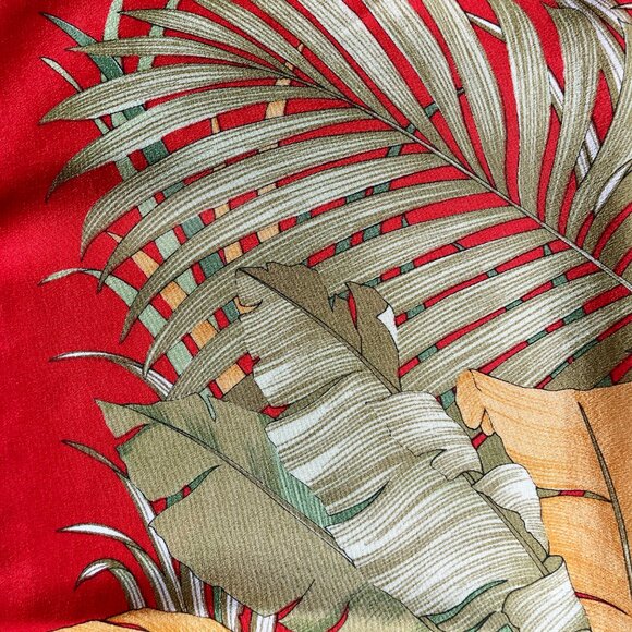 Vintage Salvatore Ferragamo Silk Scarf – Jungle Cubs & Tropical Foliage - Picture 11 of 15